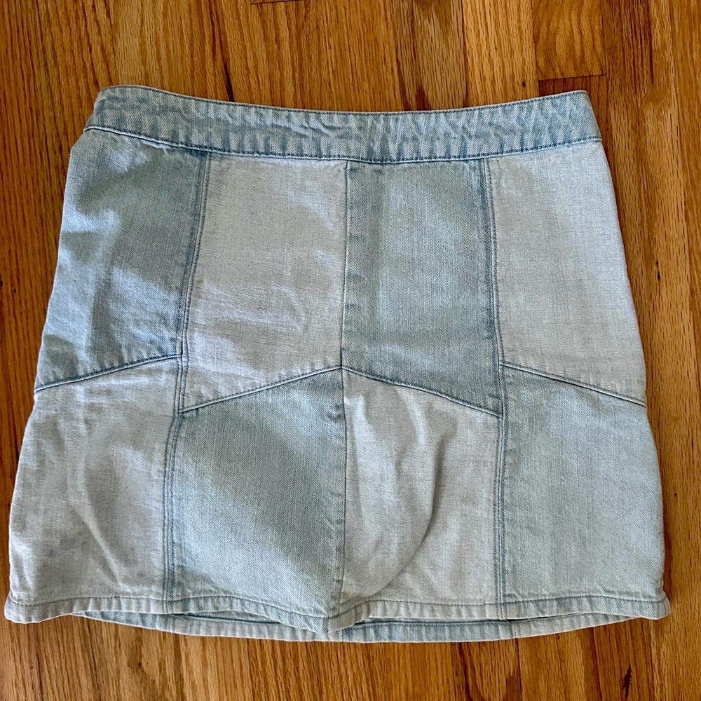 Multi patch denim mini skirt